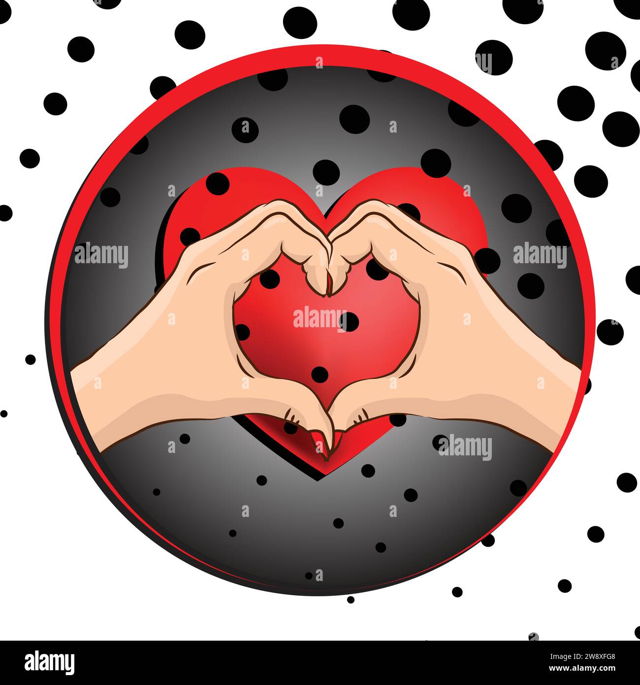 Symbole de coeur fait avec le vecteur de deux mains Illustration de Vecteur