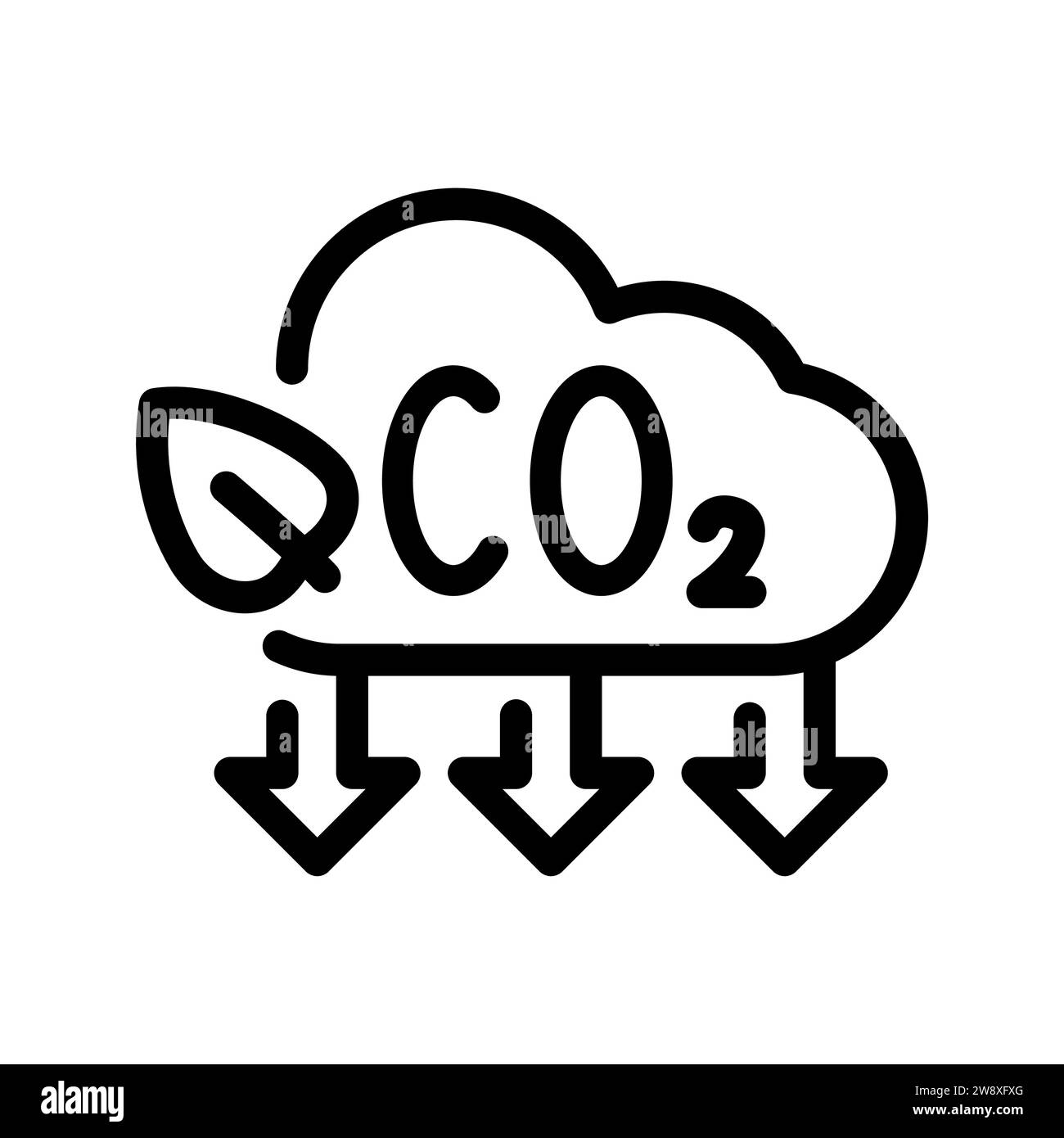 Icône plate couleur de réduction des émissions de dioxyde de carbone. Respectueux de l'environnement. Zéro empreinte carbone Illustration de Vecteur