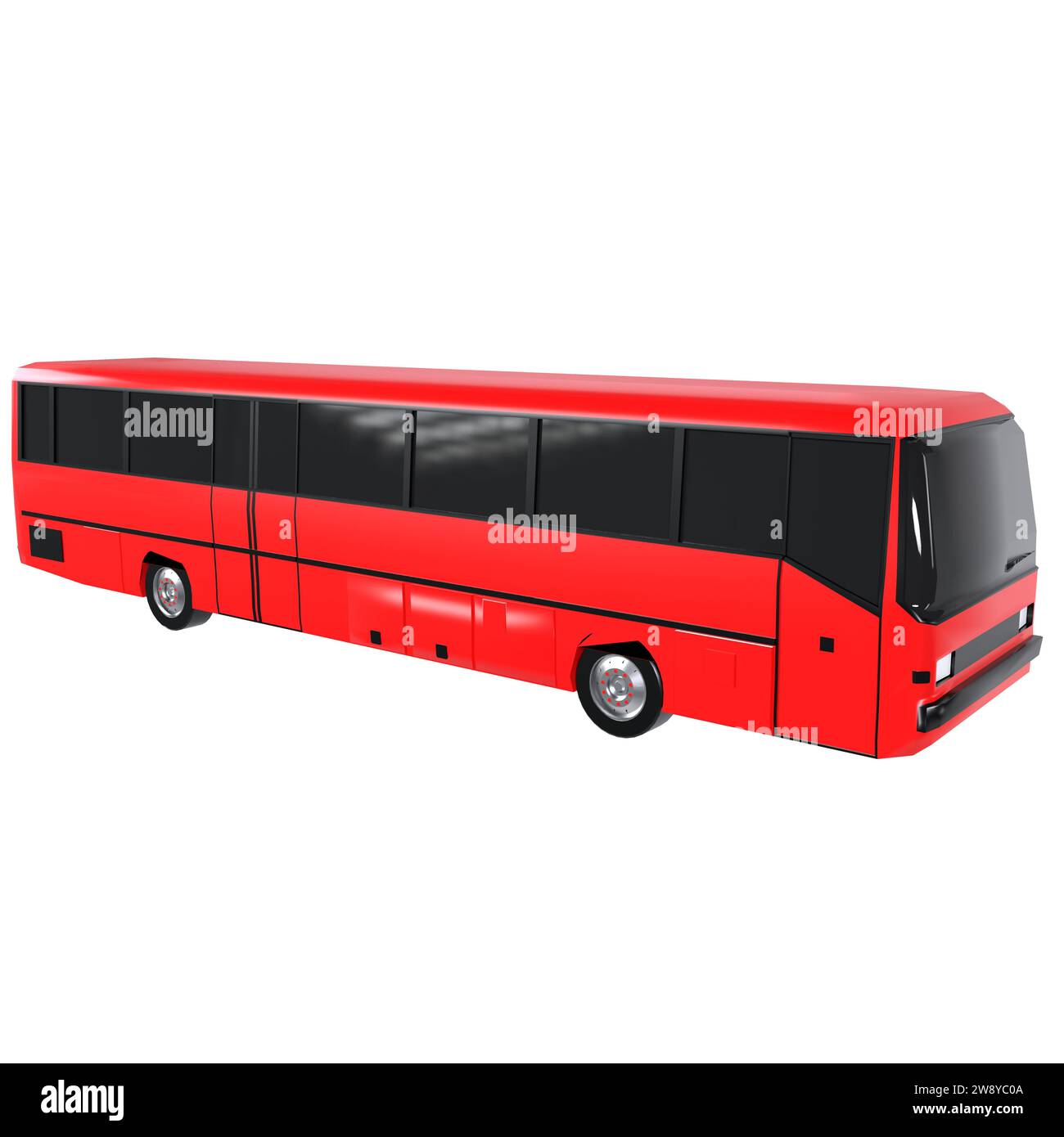Bus rouge isolé sur fond blanc Banque D'Images