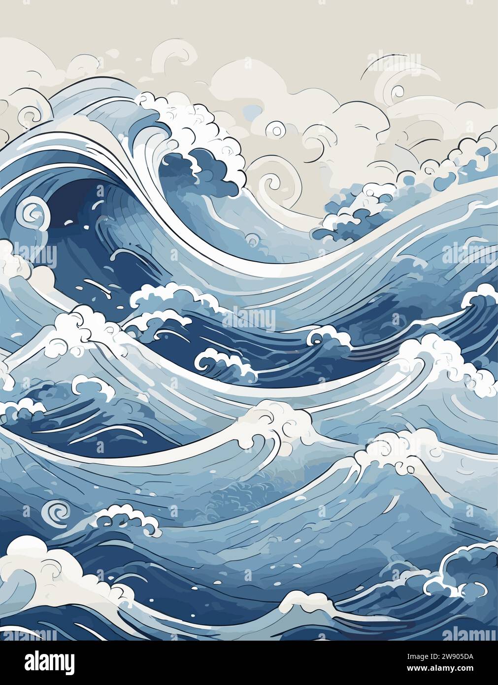 Fond abstrait de vague de mer de motif japonais Illustration de Vecteur