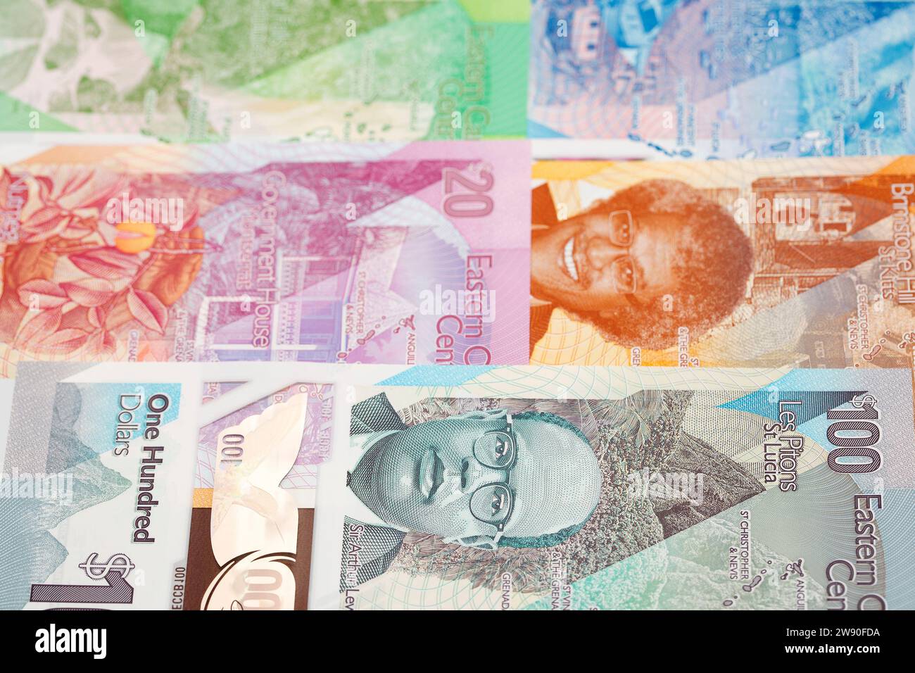 Argent des Caraïbes orientales - dollar un contexte d'affaires Banque D'Images