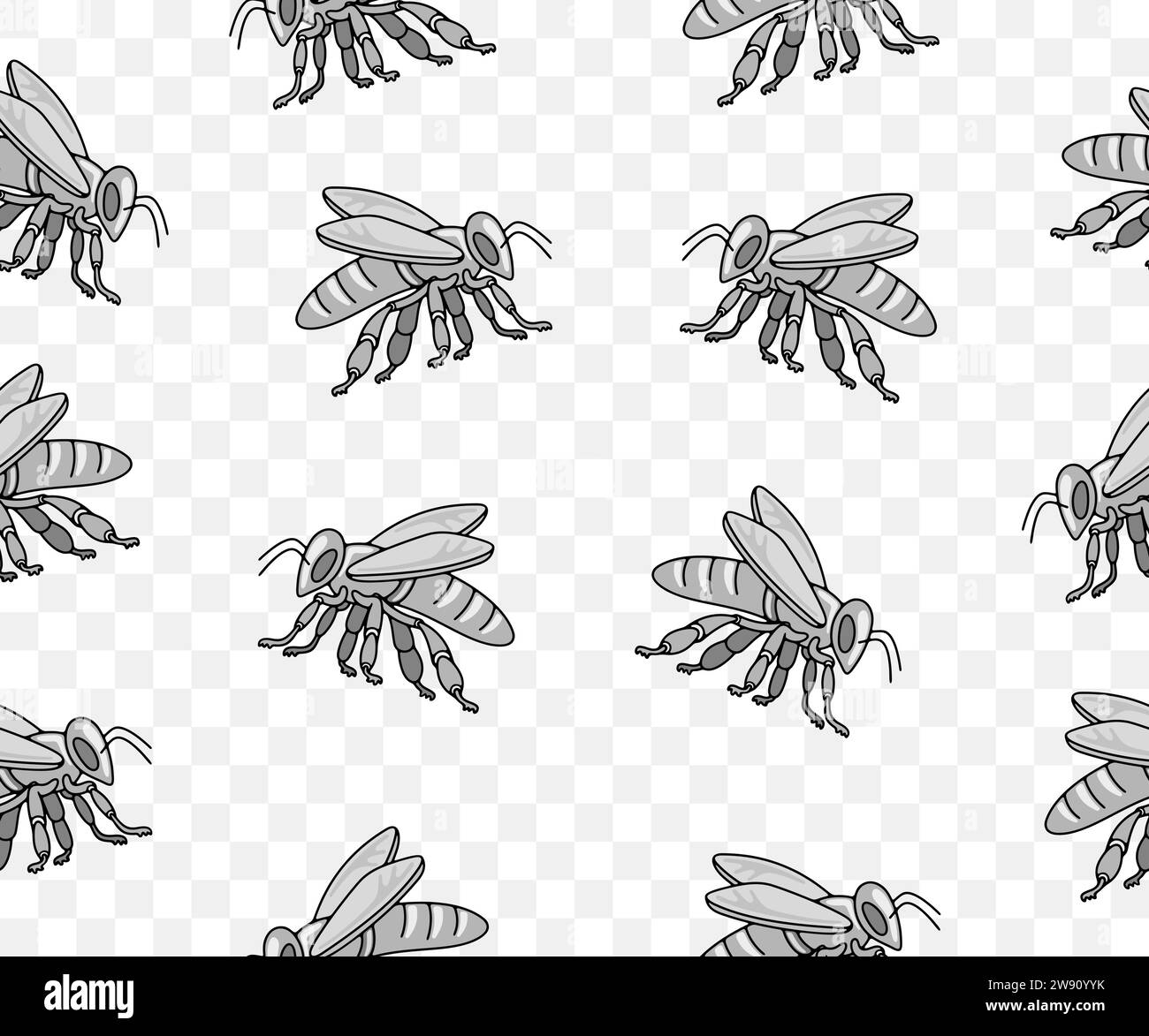 Abeille, insecte, animal, rucher et apiculture, fond vectoriel sans couture et motif. Abeille, jardin d'abeilles et apiculture, conception vectorielle Illustration de Vecteur