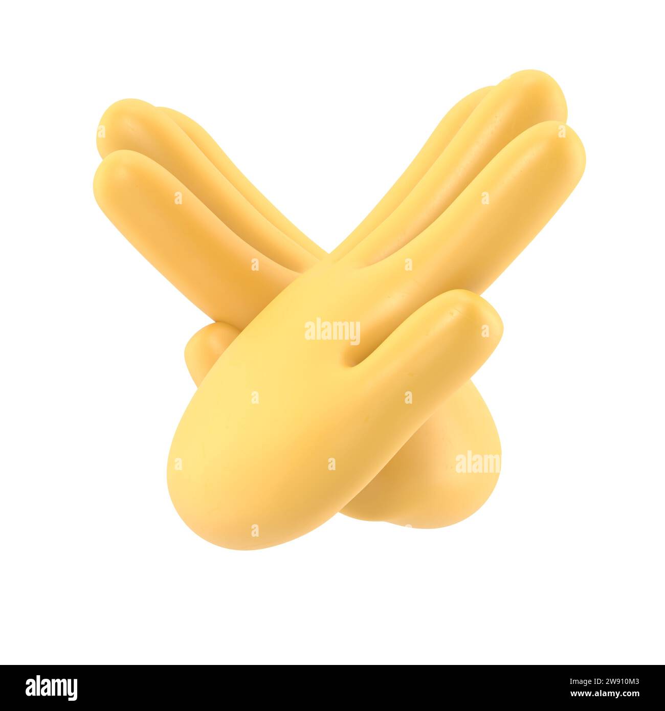 Geste mains croisées. Expression de rejet croisant les bras. Symbole négatif. Panneau stop. Dire non Défense ou restriction. Illustration 3D conception plate. Banque D'Images