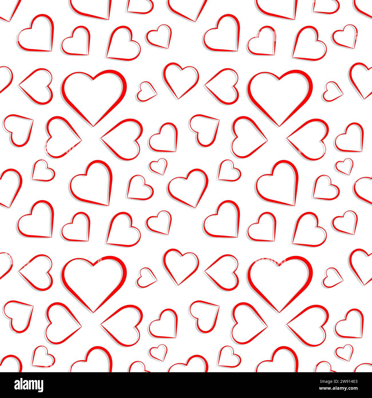 Coeur d'amour rouge avec style souligné dans fond de couleur blanche. Modèle de conception de modèle sans couture Illustration de Vecteur
