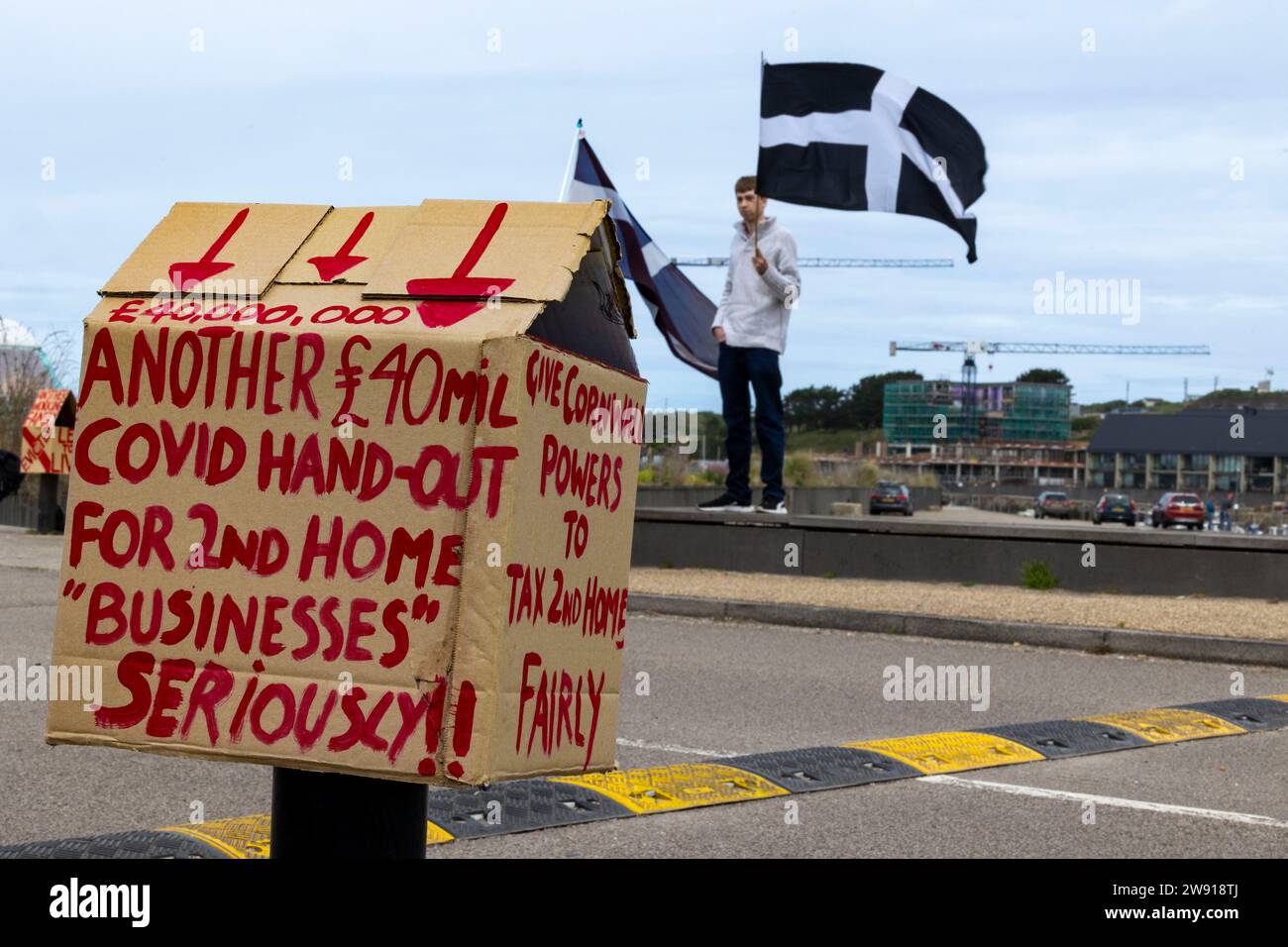 Manifestation de logement à Hayle, Cornwall contre second Homes Air BNB Banque D'Images