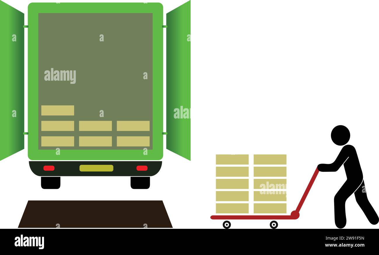 Chargement des matériaux sous forme de camion couleur | transport des marchandises | chargement des matériaux d'entrepôt | chargement des chargements Illustration de Vecteur