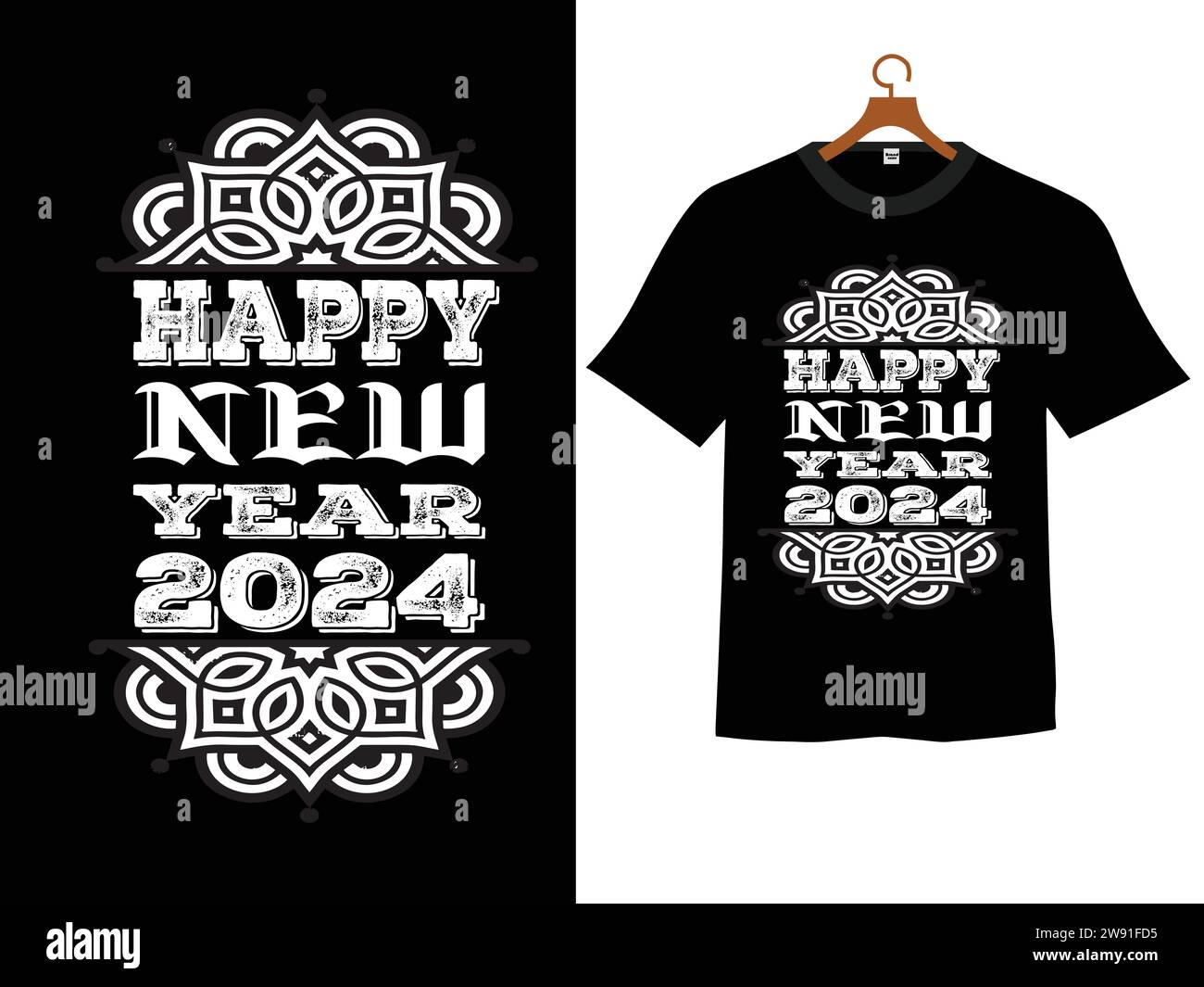 Bonne année 2024 T-shirt design Illustration de Vecteur