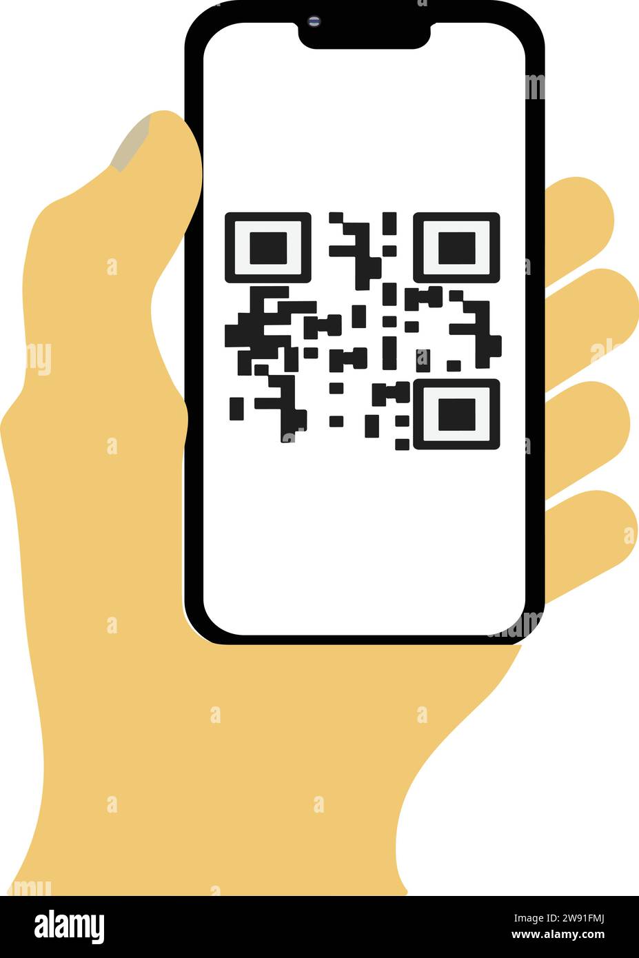 Utilisez le code QR avec le symbole de main | Scanning QR code, QR code link Illustration de Vecteur