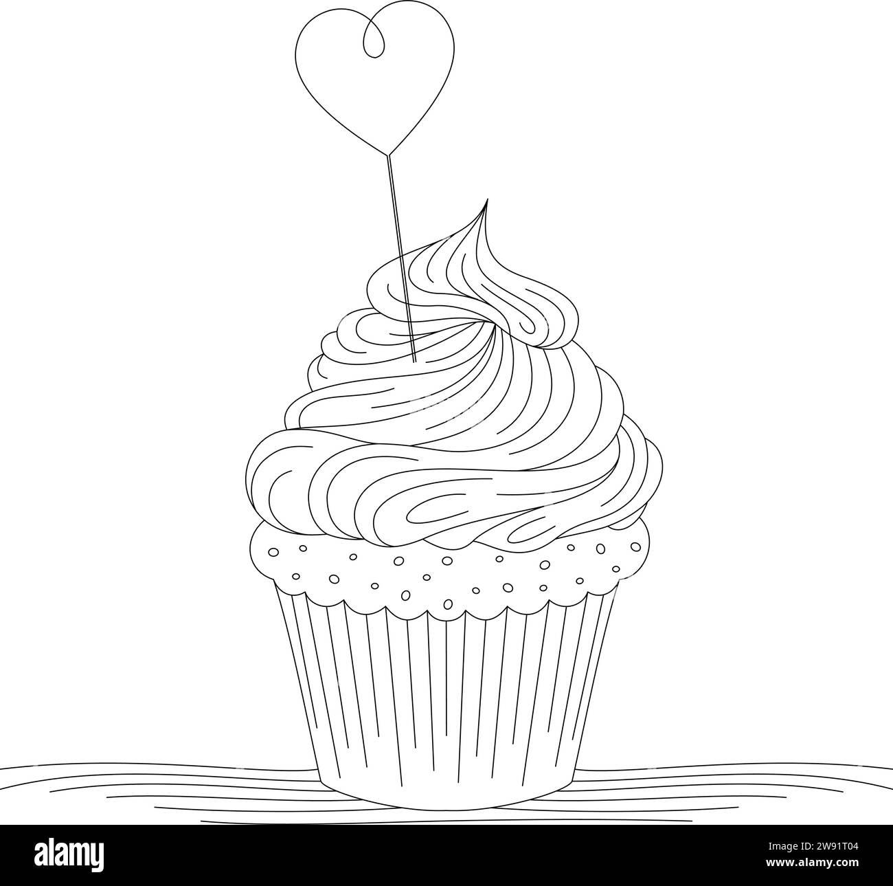 Cubcake avec coeur avec fond transparent Illustration de Vecteur