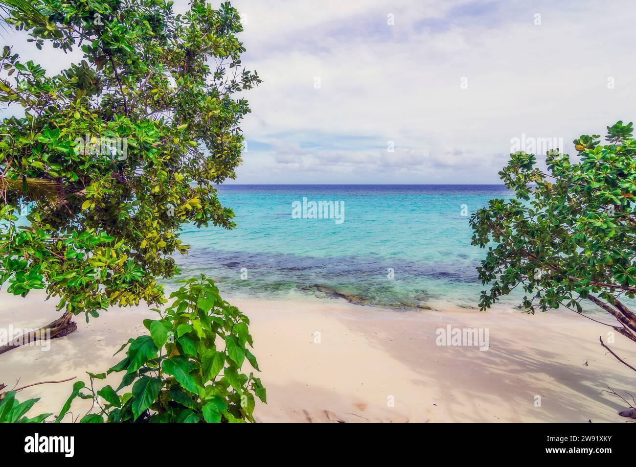 Papouasie-Nouvelle-Guinée, province de Milne Bay, plage de sable dans les îles Conflict Banque D'Images