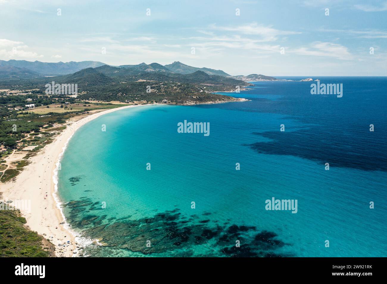 France, haute-Corse, vue sur la plage de Losari et la mer Méditerranée Banque D'Images