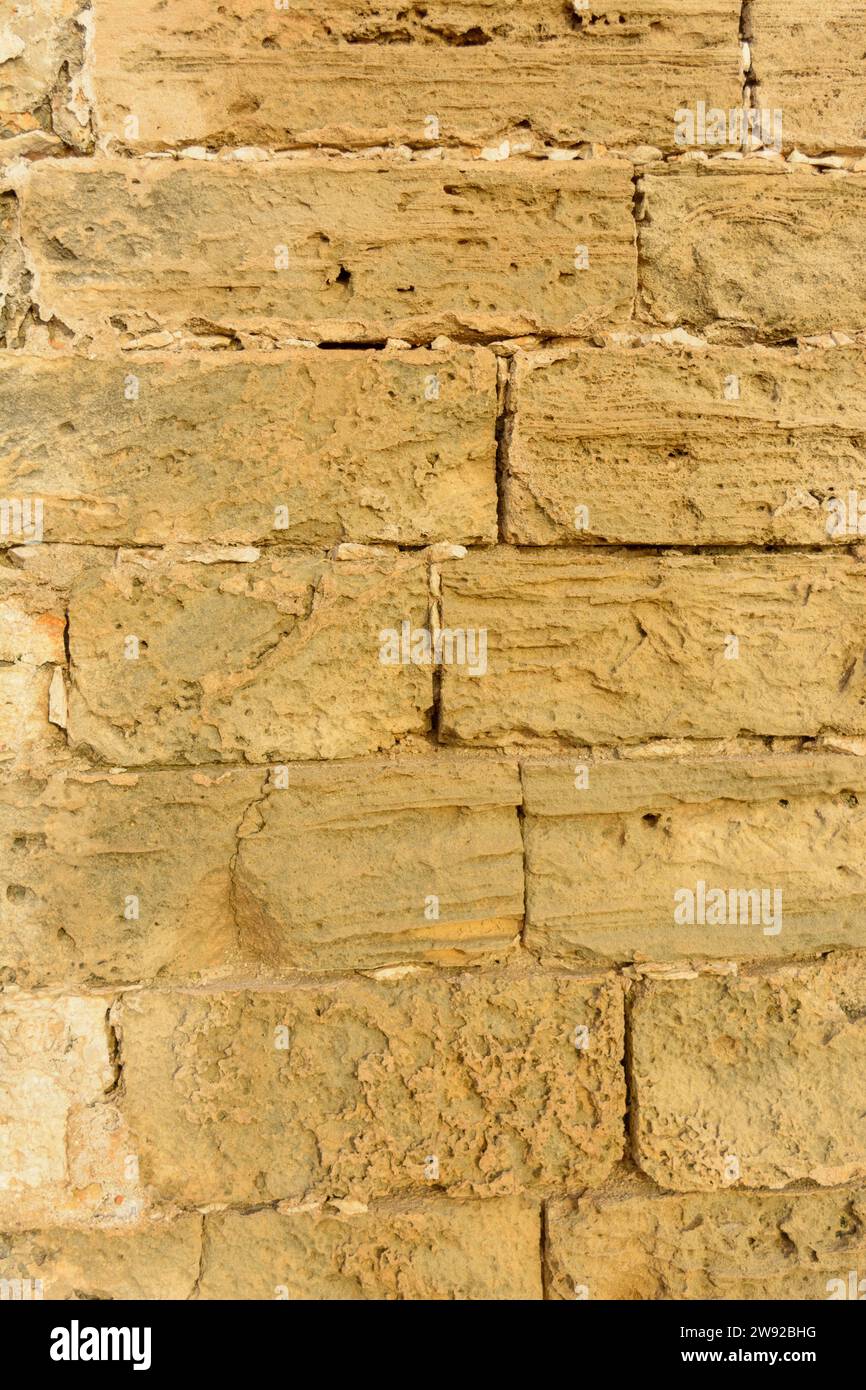 Détails de la texture de pierre de sable, gros plan de la surface de roche, idée pour l'arrière-plan ou la toile de fond Banque D'Images