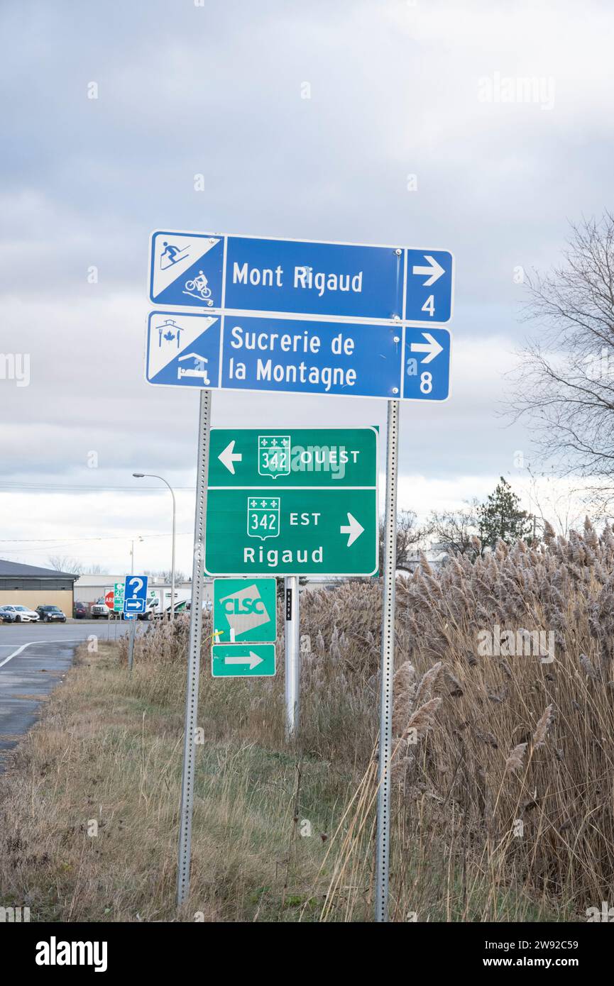 Panneau autoroute 342 à Rigaud, Québec, Canada Banque D'Images