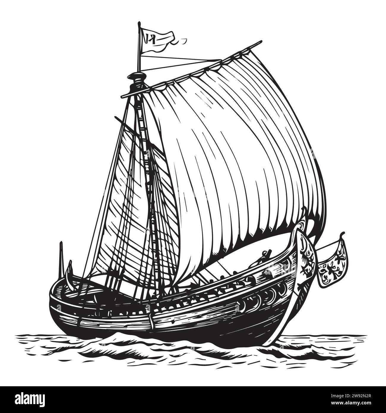 Dessins à la main de conception de bateau à voile. Modèle de logo de voilier simple. idées créatives de logo de voilier Illustration de Vecteur