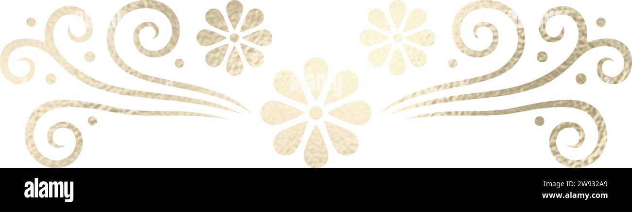 Séparateur de texte, bordure, bordure de texte, or avec fond transparent Illustration de Vecteur