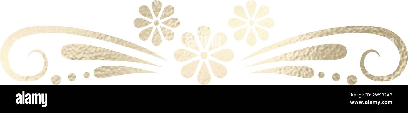 Séparateur de texte, bordure, bordure de texte, or avec fond transparent Illustration de Vecteur