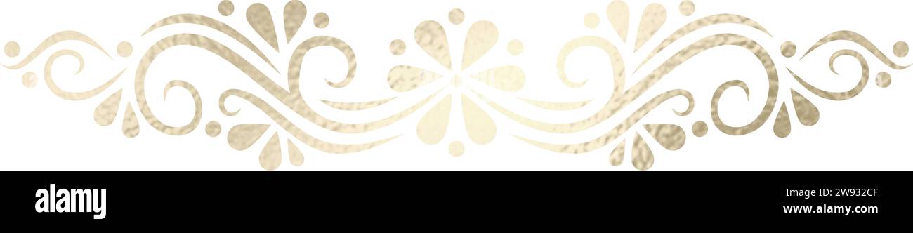 Séparateur de texte, bordure, bordure de texte, or avec fond transparent Illustration de Vecteur