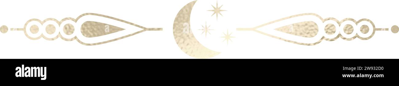 Séparateur de texte, bordure, bordure de texte, or avec fond transparent Illustration de Vecteur