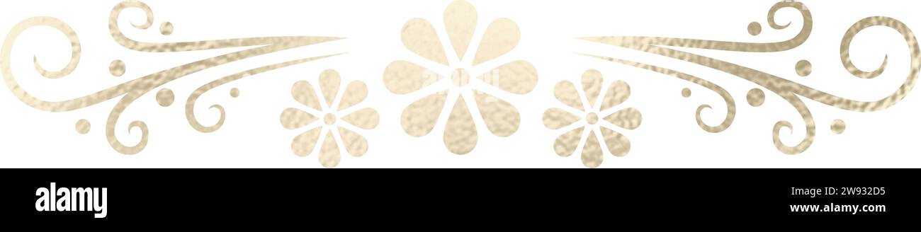 Séparateur de texte, bordure, bordure de texte, or avec fond transparent Illustration de Vecteur