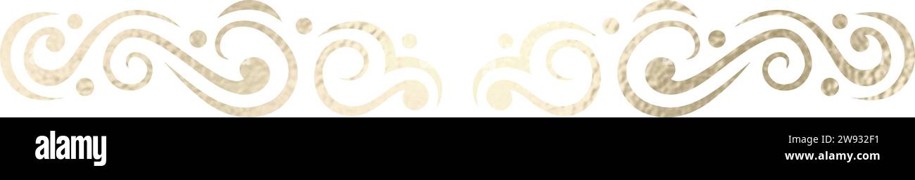 Séparateur de texte, bordure, bordure de texte, or avec fond transparent Illustration de Vecteur