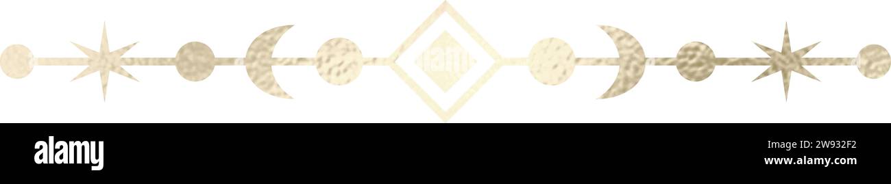 Séparateur de texte, bordure, bordure de texte, or avec fond transparent Illustration de Vecteur