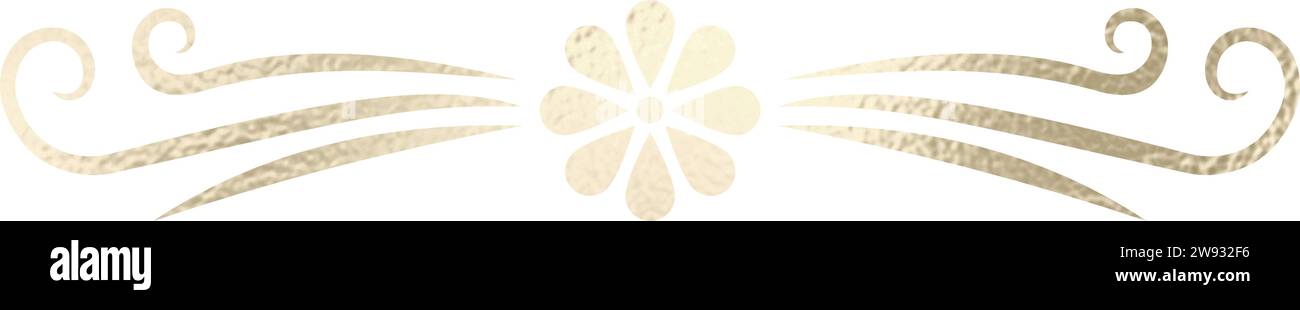 Séparateur de texte, bordure, bordure de texte, or avec fond transparent Illustration de Vecteur