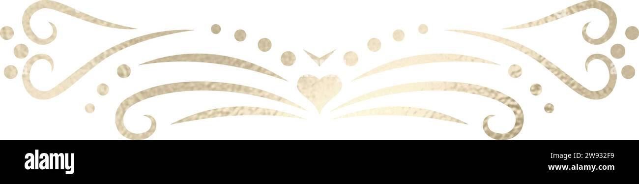 Séparateur de texte, bordure, bordure de texte, or avec fond transparent Illustration de Vecteur