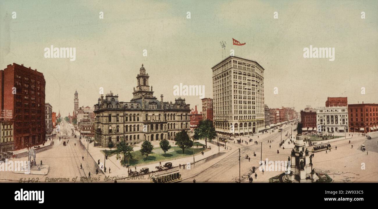 Campus Martius, Detroit, Michigan 1900. Banque D'Images