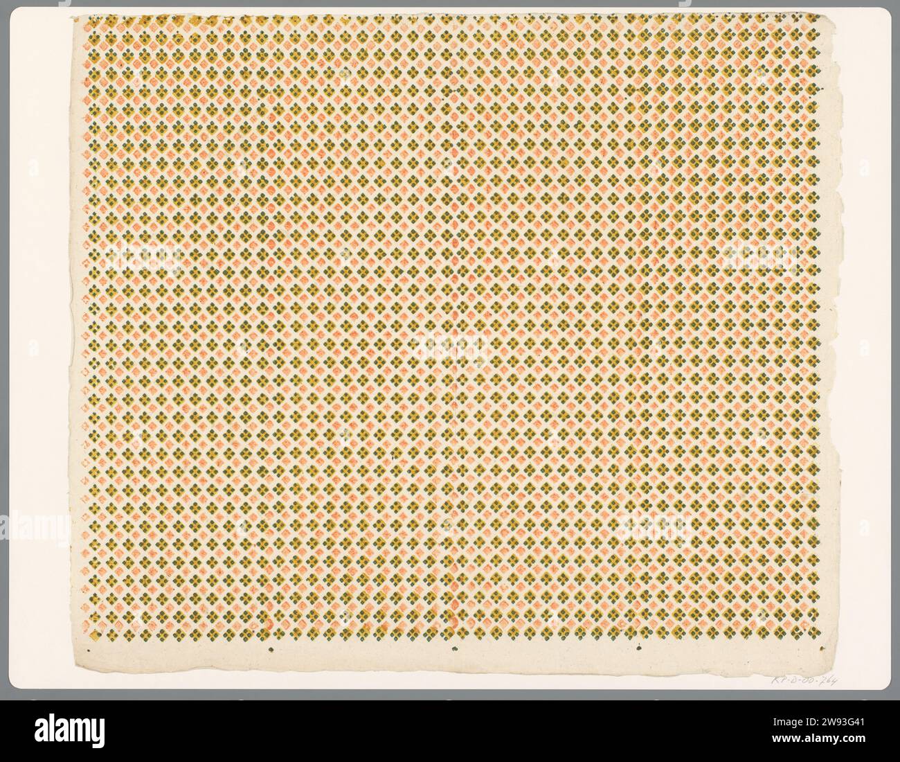 Feuille avec motif d'étalement alterné en forme de diamant, anonyme, papier 1750 - 1950. laque (revêtement) impression en bloc (procédé d'impression en relief) / laquage ornement  motifs géométriques Banque D'Images