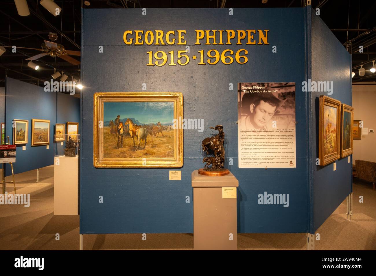 George Phippen Wall Art Gallery salle exposition à l'intérieur du Musée historique de l'art autochtone amérindien Tracing de la culture occidentale, Prescott Arizona États-Unis Banque D'Images