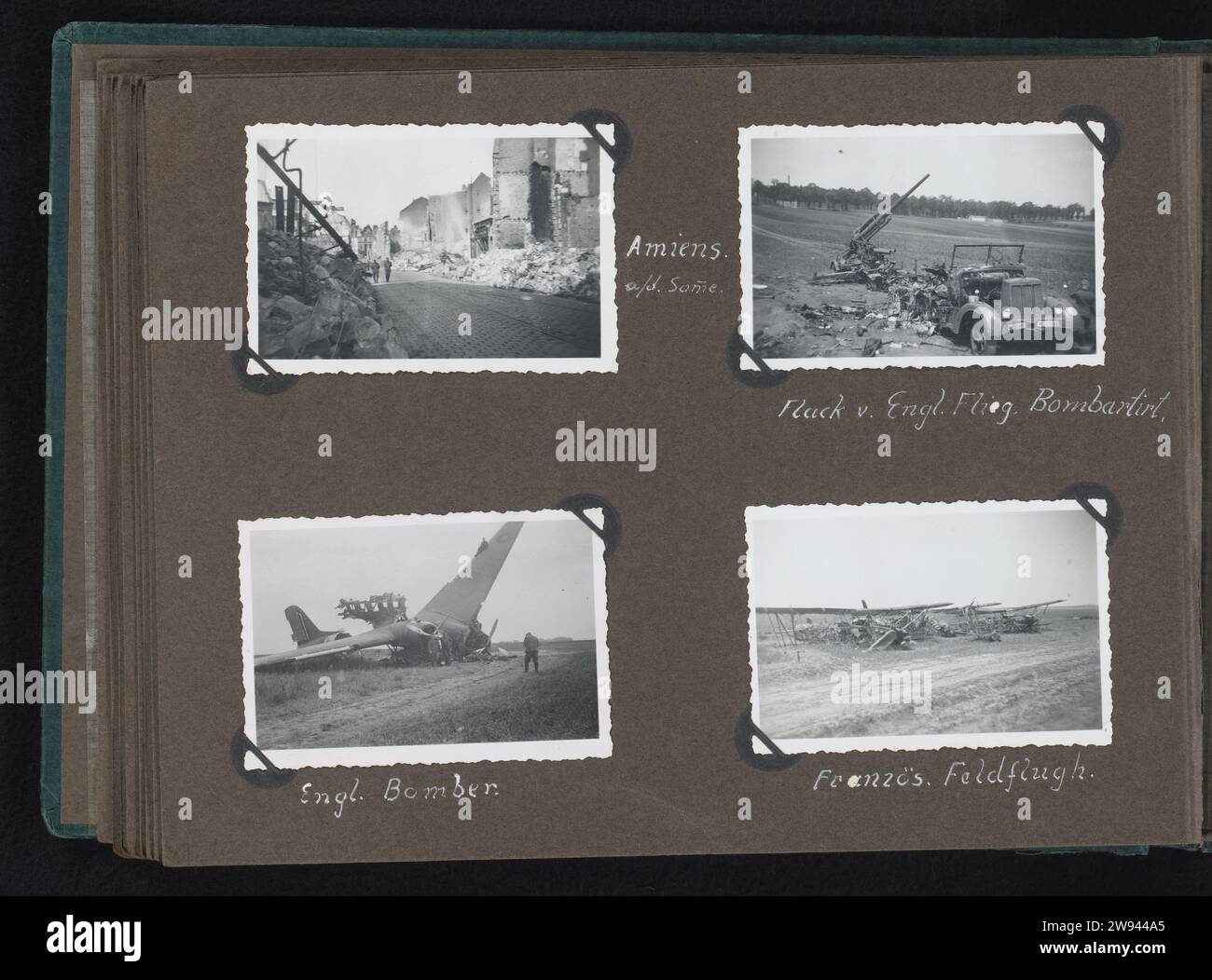 Tirage Photo Vintage Argentique 1945 - Strasbourg Maisons Bombardées - Format 6x6.5cm
