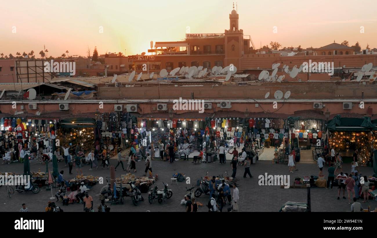 Marrakech vue aérienne du marché à Marrakech, Maroc Banque D'Images