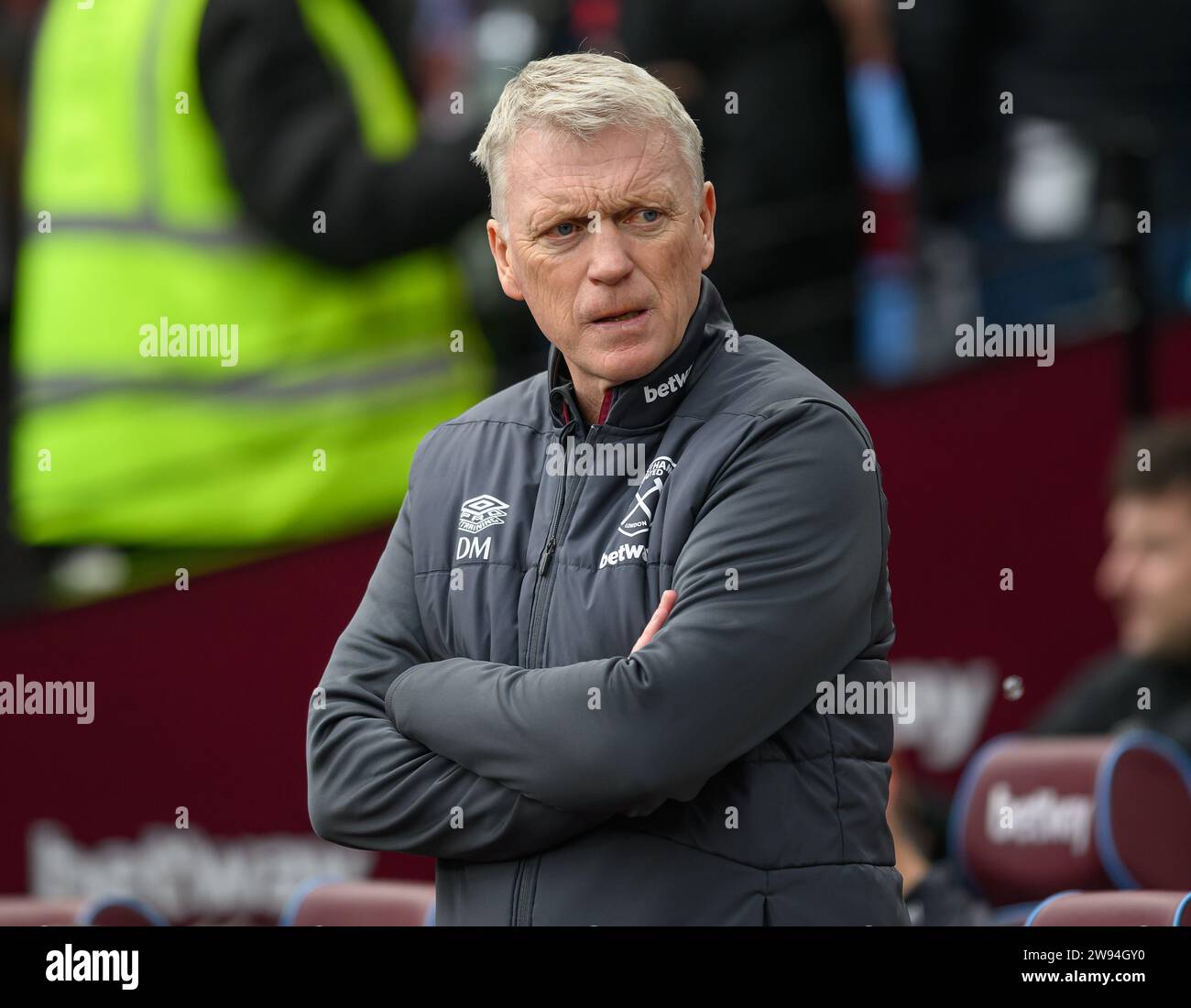 Londres, Royaume-Uni. 23 décembre 2023 - West Ham United - Manchester United - Premier League - London Stadium. David Moyes, Manager de West Ham, lors du match contre Manchester United. Crédit photo : Mark pain / Alamy Live News Banque D'Images