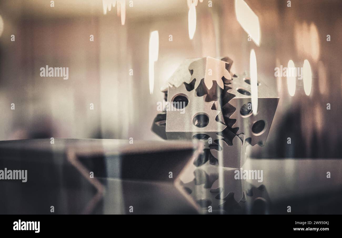 Fusion laser sélective. Objet imprimé sur une imprimante métal 3D. Modèle créé dans la machine de frittage laser. DML, SLM, TECHNOLOGIE SLS. Concept de la révolution industrielle de 4,0. Technologie additive progressive. Banque D'Images