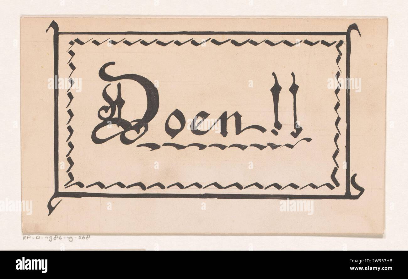 Cadre de texte, Reinier Willem Petrus de Vries (1874-1953), 1884 - 1952 papier à dessin. Encre de Chine (encre). stylo à crayon Banque D'Images