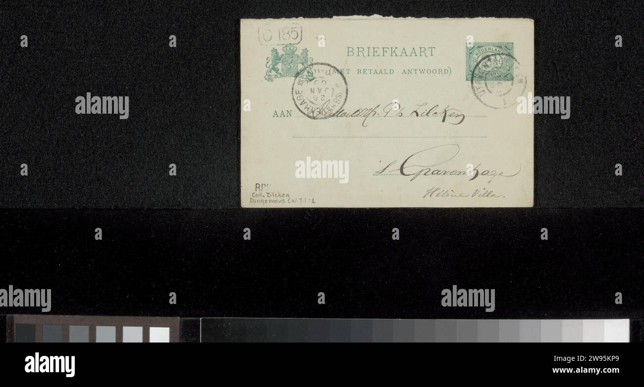 Carte postale à Philip Zilcken, 1905 Nouveau carton d'achat. Écriture à l'encre (procédés) / stylo exposition temporaire, 'salon'. Les arts graphiques Venise. La Haye Banque D'Images