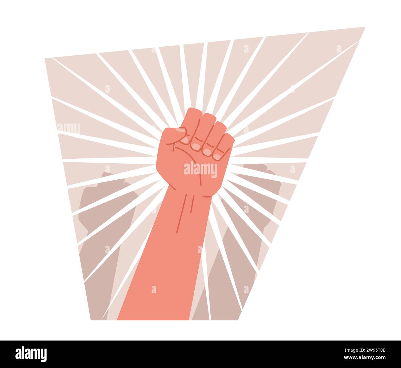 Poings serrés levés en signe de protestation. Mouvement communautaire social. Symbole d'Union et de tolérance. Signe de révolution. Droits de l ' homme. Activiste féministe, dessin animé Illustration de Vecteur