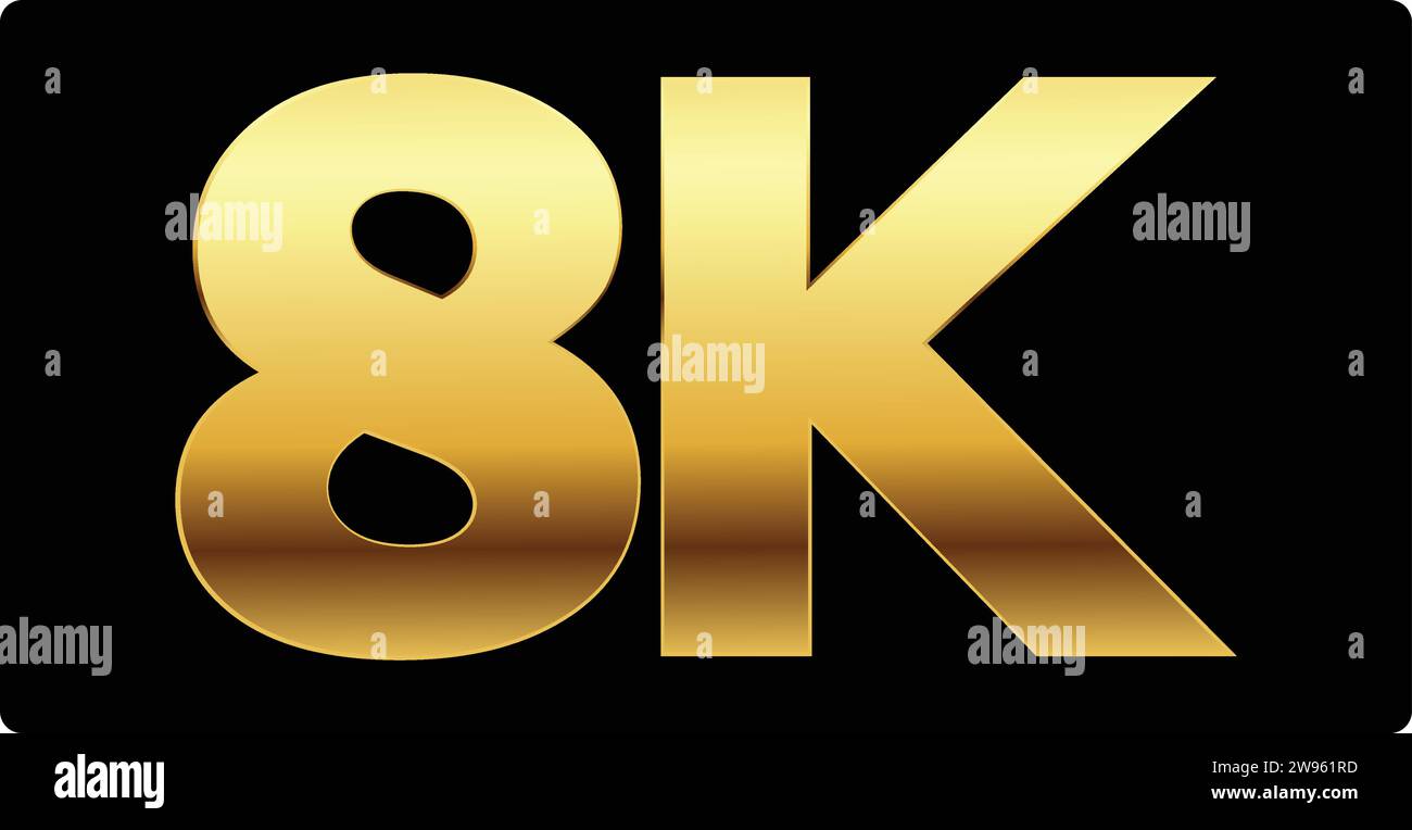 Panneau Ultra HD résolution 8k | 8k en vecteur d'étiquette Golden Ultra HD | haute résolution Illustration de Vecteur