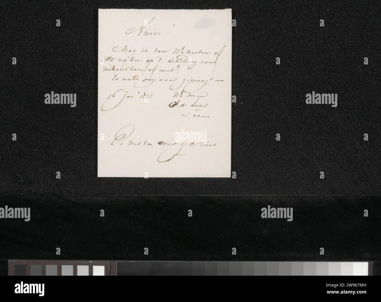 Lettre à M. G. de Vries, Jan Adriaan Antonie de Lelie, 1845 papier à lettres. écriture à l'encre (procédés) / peinture à la plume (y compris l'illumination de livres, la peinture miniature) Banque D'Images