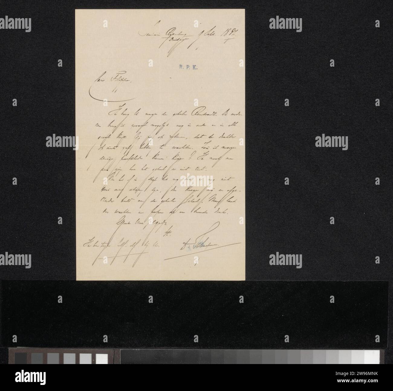 Lettre à Filippo Tessaro, Herman Johannes Aloysius Maria Schaepman, 1887 lettres Driebergen écriture à l'encre (procédés) / stylo imprimé. les arts graphiques Banque D'Images