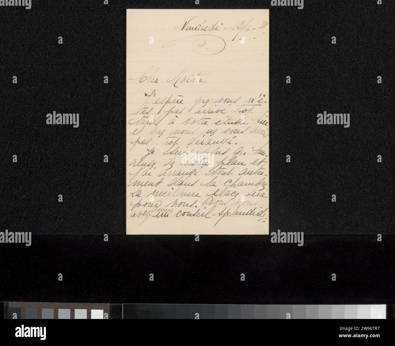 Lettre à Philip Zilcken, 1919 lettres écriture à l'encre (procédés) / stylo les arts graphiques Banque D'Images