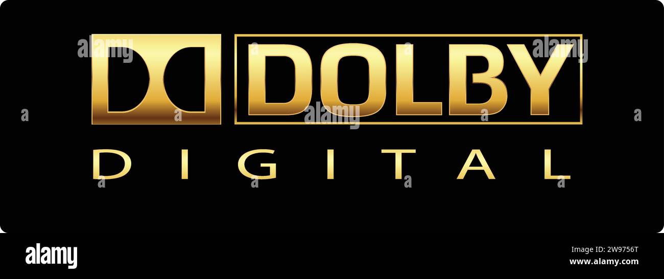 Logo Dolby Golden marque et lettres | logo Digital Golden Icon Illustration de Vecteur