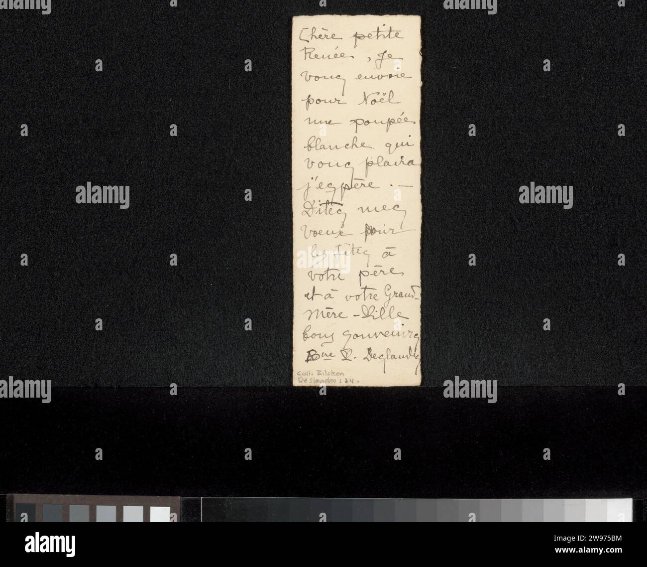 Carte de Noël sur Renée Hélène Laure Zilcken, dans ou avant le papier de 1898 Paris. encre. aquarelle (peinture) écriture (procédés) / stylo / pinceau eau-oiseaux Banque D'Images