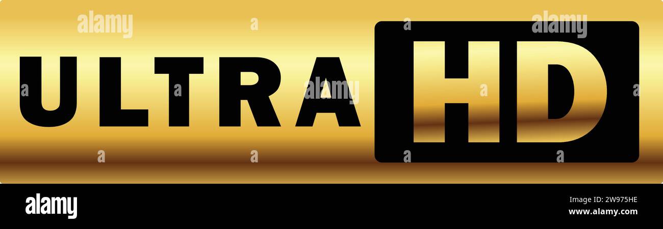 Panneau doré Ultra HD | logo Ultra HD | UHD | icône Ultra HD | haute définition Illustration de Vecteur