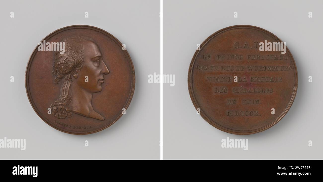 Médaille Commémorative Bronze 1824 - Visite De Carlo Alberto à La Monnaie De Paris Par Armand Caque