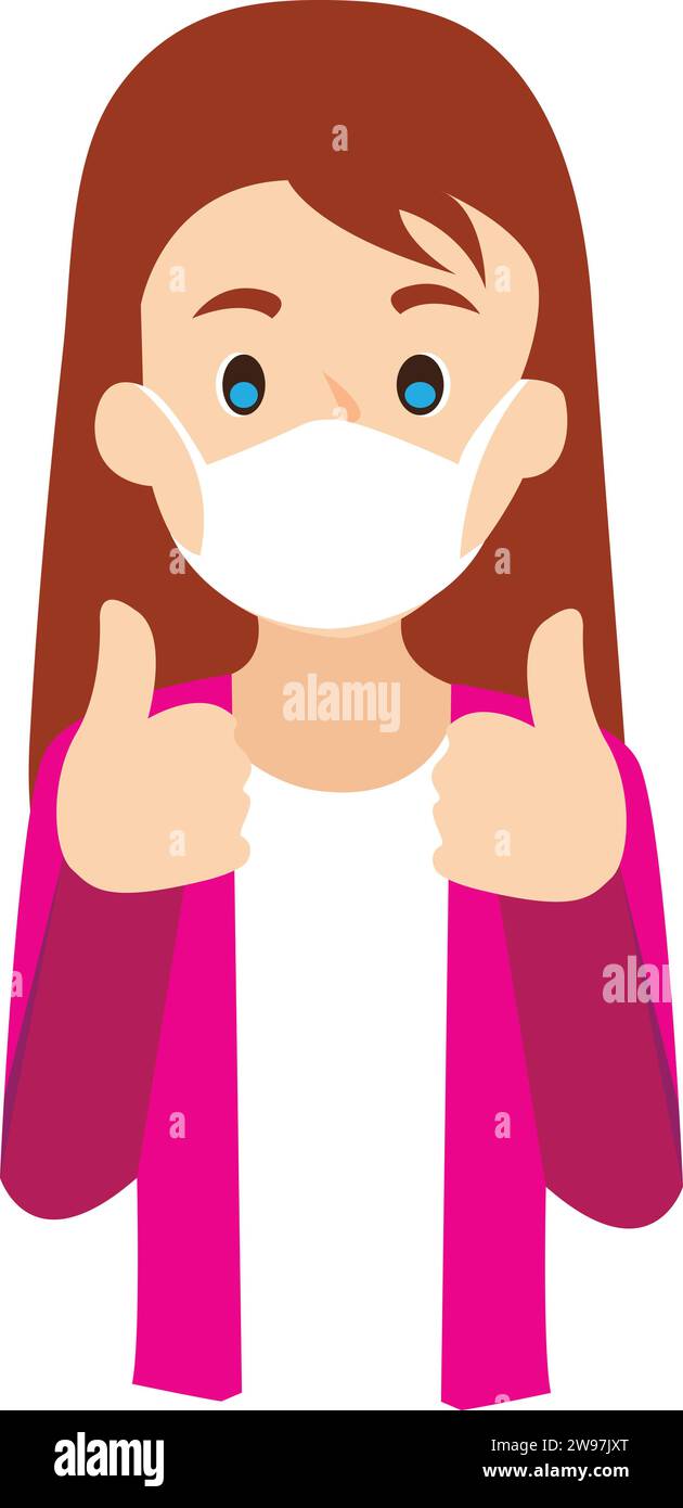 fille mignon illustration d'enfants d'école avec les pouces vers le haut Illustration de Vecteur