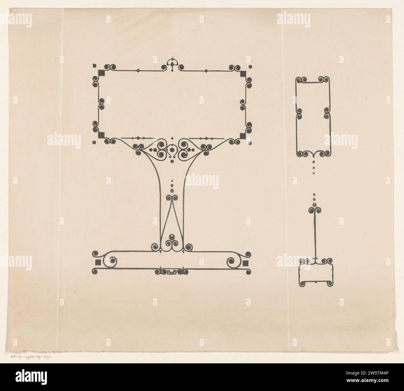 Création de bande pour : Herman Robbers, le roman d'une famille I. The Happy family, 1909, Reinier Willem Petrus de Vries (1874-1953) (possible), 1909 impression photomécanique conception des cadres de texte avec un bord ornemental pour le groupe. décoration de bloc d'impression de papier  formes rondes et incurvées Banque D'Images