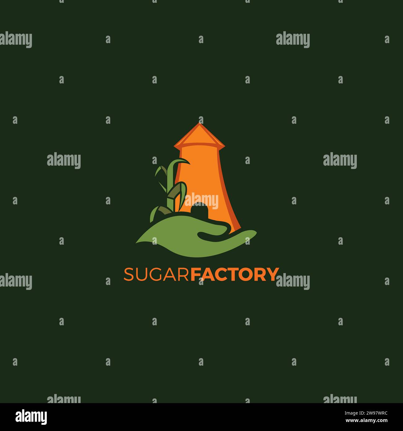 Sugar Factory logo Vintage Design. Icône de sucre Illustration de Vecteur