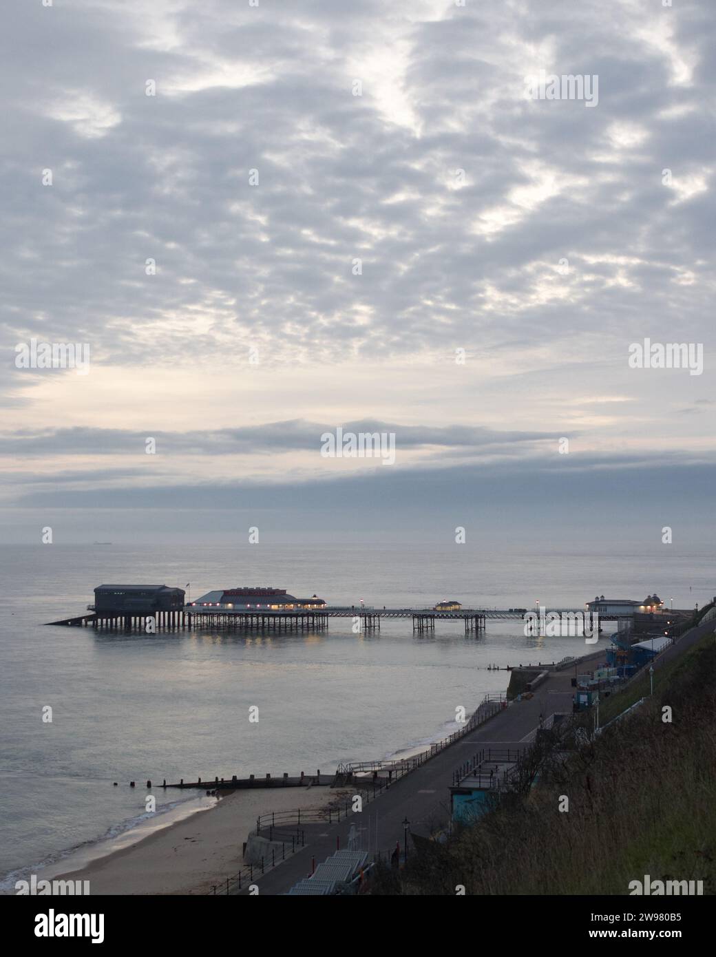Une vue panoramique de la jetée Cromer, Cromer, Norfolk, Royaume-Uni. Banque D'Images