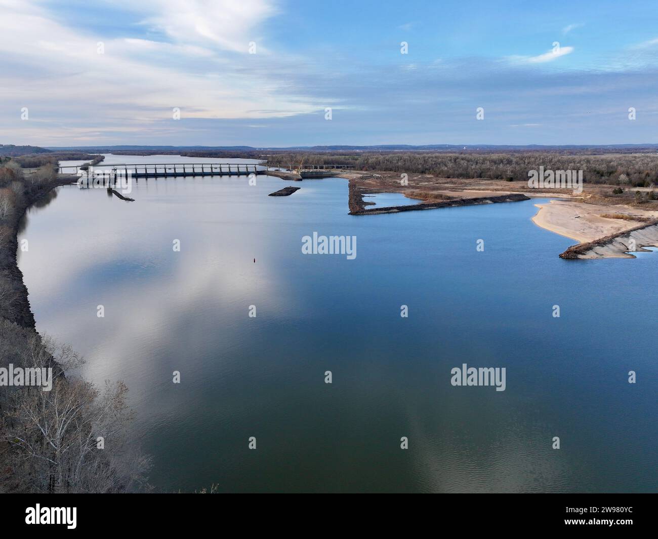 James W Trimble Lock and Dam 13 sur la rivière Arkansas à Barling Arkansas Banque D'Images